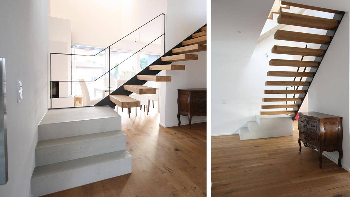 Design Kragarmtreppe als Eyecatcher im Wohnbereich von FRIEDRICH Treppenbau