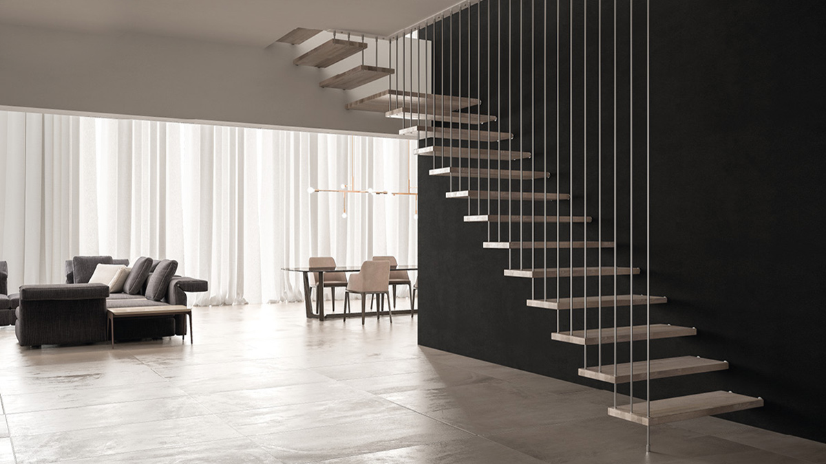 Minimalistische Treppe mit Sondergeländer von DS design   stairs.